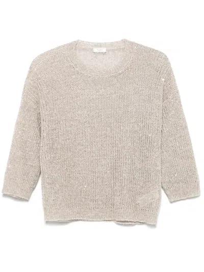 Peserico Sequinned Tricot Sweater In Neutrals