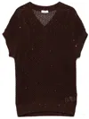 Peserico Sequinned Vest In Brown