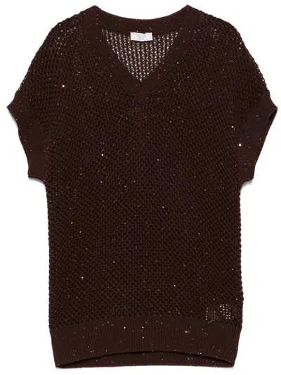 Peserico Sequinned Vest In Brown