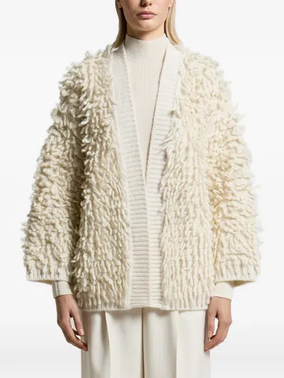 Peserico Shaggy Knit Cardigan In Nude