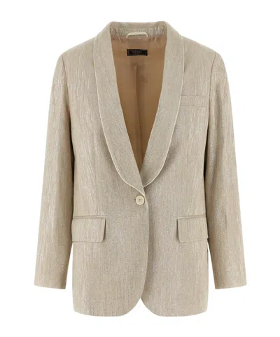PESERICO PESERICO SHAWL COLLAR LAMÉ BLAZER