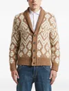 Peserico Shawl-collar Patterned Cardigan In Brown