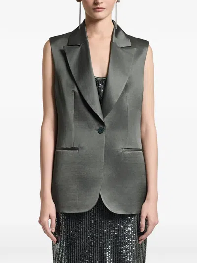 Peserico Shawl Collar Pocket Waistcoat In Green