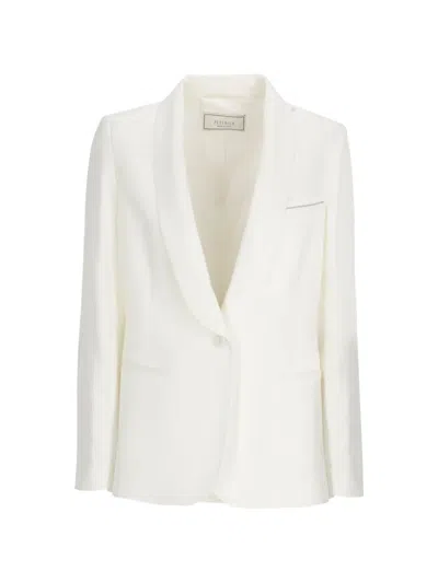 Peserico Shawl-lapel Bead-embellished Jacket In White