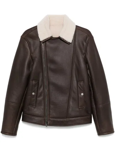 Peserico Shearling Jacket In Brown