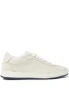 Peserico Shearling-trimmed Lace-up Sneakers In White