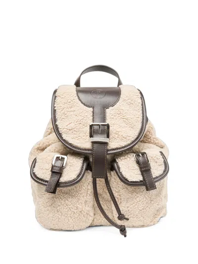 Peserico Shearling-effect Buckled Backpack In Pink