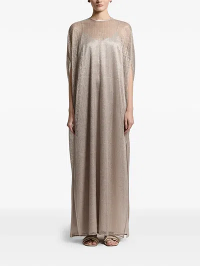 Peserico Sheer Maxi Dress In Neutral