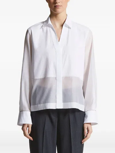Peserico Sheer-panel Collared Shirt In White