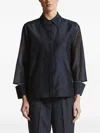 Peserico Sheer-paneled Collared Shirt In Blue