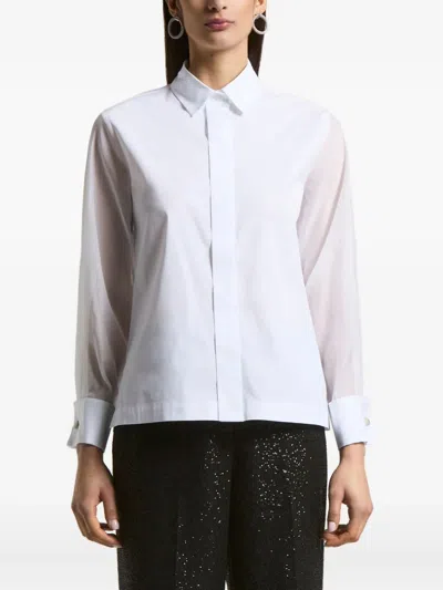Peserico Sheer-sleeve Shirt In White