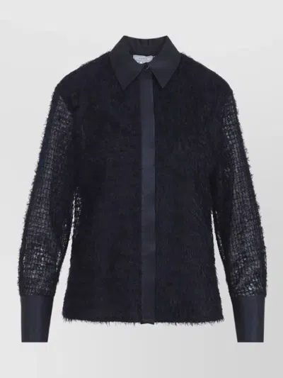 Peserico Sheer Textured Knit Shirt Relaxed Fit In Blue