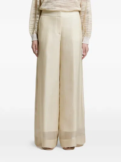 Peserico Sheer-panel Wide-leg Trousers In Neutral