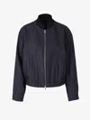 Peserico Shiny Bomber Jacket In Navy Blue