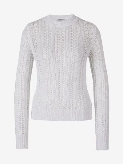 Peserico Shiny Mesh Sweater In White