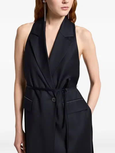 Peserico Shiny Twill Waistcoat In Black