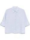 Peserico Relaxed Fit Striped Linen Shirt In Blue