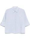 Peserico Relaxed Fit Striped Linen Shirt In Blue