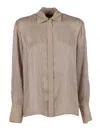 Peserico Textured Blouse With Contrasting Collar In Brown