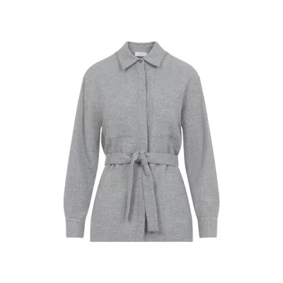 Peserico Long Sleeve Collared Shirt Belted In Gray