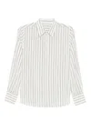 Peserico Vertical Stripe Long-sleeved Shirt With Classic Collar And Concealed Placket In Multi