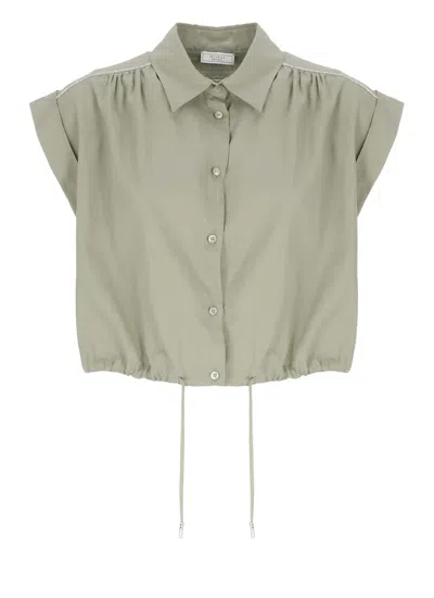 Peserico Shirt With Bright Light Point Details In Green
