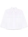 Peserico Cropped White Poplin Shirt With Hidden Buttoning In White