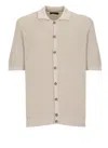 Peserico Polo Cardigan In Pure Cotton Yarn In Neutral
