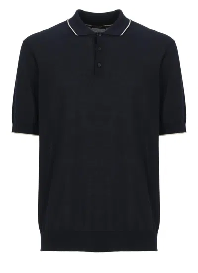 Peserico Short-sleeve Cotton Polo Shirt In Black