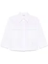Peserico Cropped White Poplin Shirt With Hidden Buttoning In White