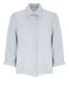 Peserico Linen Shirt 3/4 Sleeves In Blue