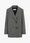 Peserico Textured Herringbone Mid-length Coat With Notched Lapel In Gray