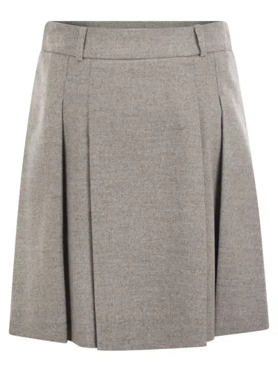 Peserico Short Skirt In Wool And Viscose In Grey