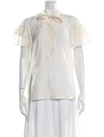 Pre-owned Peserico Short Sleeve Blouse In Neutral