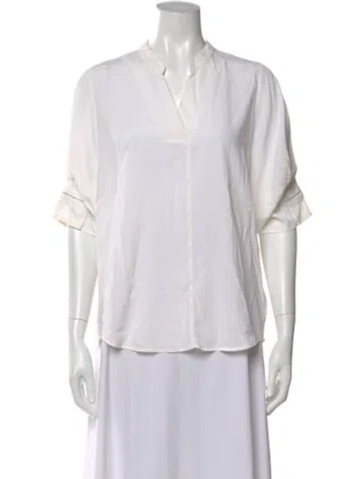 Pre-owned Peserico Short Sleeve Blouse In White
