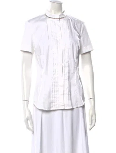 Pre-owned Peserico Short Sleeve Blouse In White