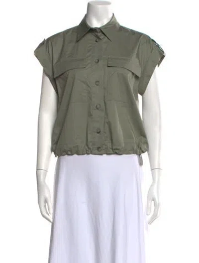 Pre-owned Peserico Short Sleeve Button-up Top In Green