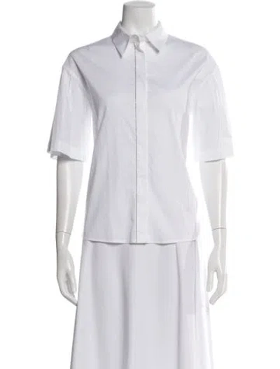 Pre-owned Peserico Short Sleeve Button-up Top In White