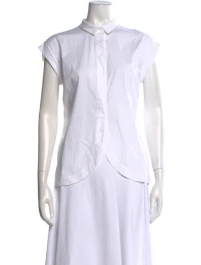 Pre-owned Peserico Short Sleeve Button-up Top In White