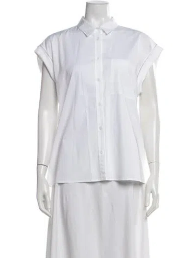 Pre-owned Peserico Short Sleeve Button-up Top In White