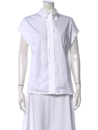 Pre-owned Peserico Short Sleeve Button-up Top In White