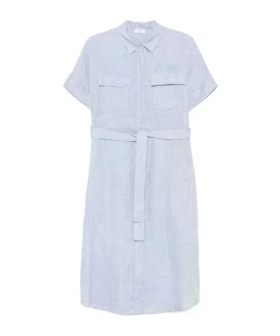 Peserico Short Sleeve Dress In Blue