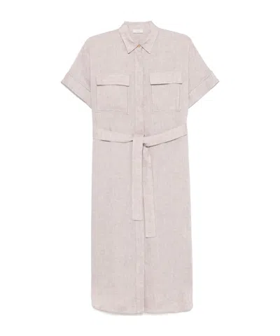 Peserico Short Sleeve Dress In Neutral
