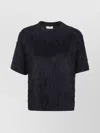 Peserico Short Sleeve Faux Fur Crew Neck Top In Black