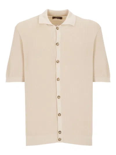 Peserico Short-sleeve Knitted Shirt In Neutral
