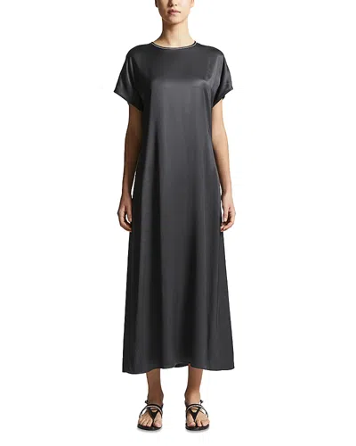 Peserico Short Sleeve Maxi Dress In Space Blue