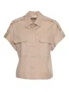 Peserico Trimmed-pocket Shirt In Neutral