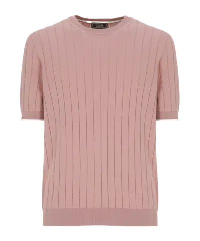 Peserico Short Sleeve Sweater In Pink