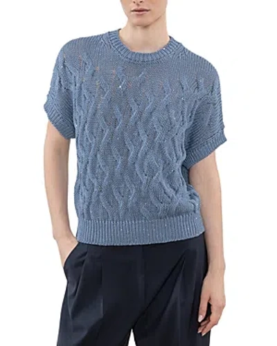 Peserico Short Sleeve Sweater In Aviation Blue