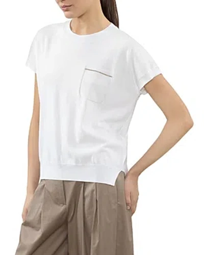 Peserico Short Sleeve Sweater In Pure White
